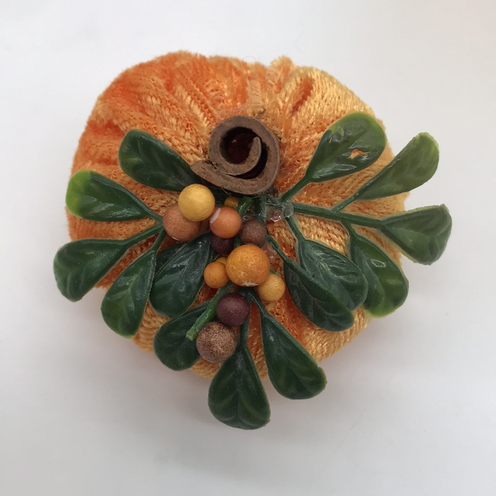 Trio of 3 Handmade Velvet, poly filled Pumpkins - Picture 2 of 10